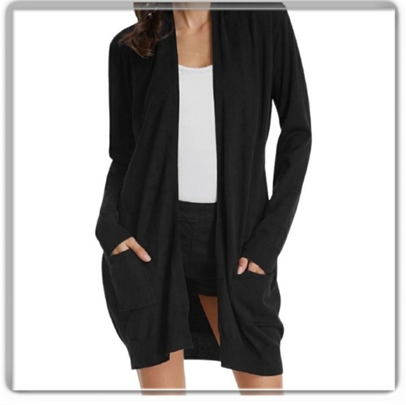 Grace Karin Sweaters - NEW Grace Karin Open Front Long Sleeve Black Cardigan Sweater 2X